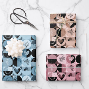 Set aus 3 Blatt abstrakt