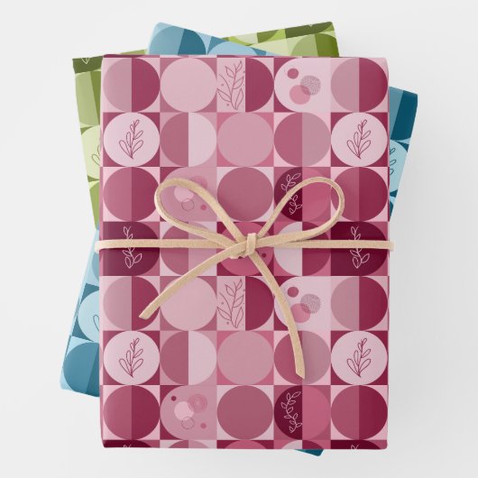 Set aus 3 Blättern, abstrakte Form Geschenkpapier Set (Beispiel)