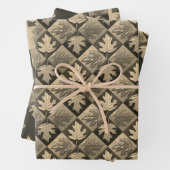 Set aus 3 Blättern Ahorn-Blätter Geschenkpapier Set (Beispiel)