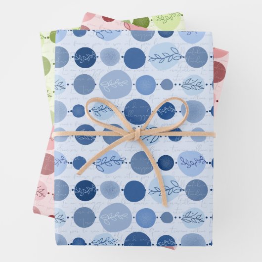 Set aus 3 Blättern mit Zierleisten Geschenkpapier Set (Beispiel)