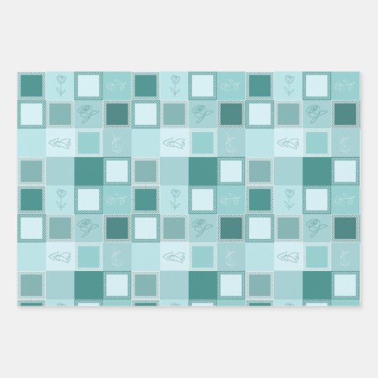 Set aus 3 Bogen mit geometrischen Formen Geschenkpapier Set (Vorderseite 2)