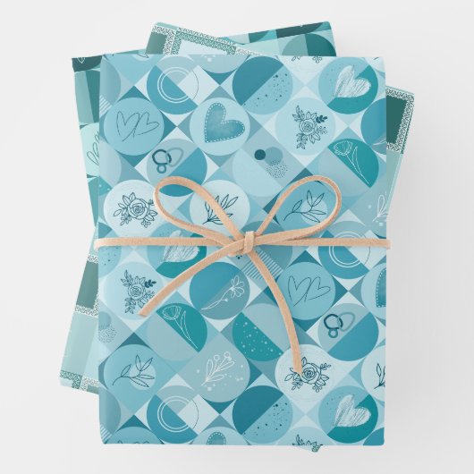 Set aus 3 Bogen mit geometrischen Formen Geschenkpapier Set (Beispiel)