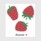 Set aus 3 Erdbeeren Aufkleber (Blatt)