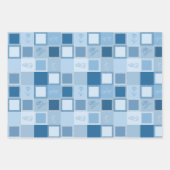 Set aus 3 Flachblättern, blau Geschenkpapier Set (Vorderseite)