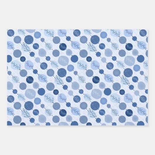 Set aus 3 Flachblättern, blau Geschenkpapier Set (Vorderseite 2)