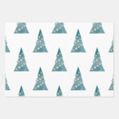 Set aus 3 Flachblättern für Bäume und Schnee Geschenkpapier Set (Vorderseite)