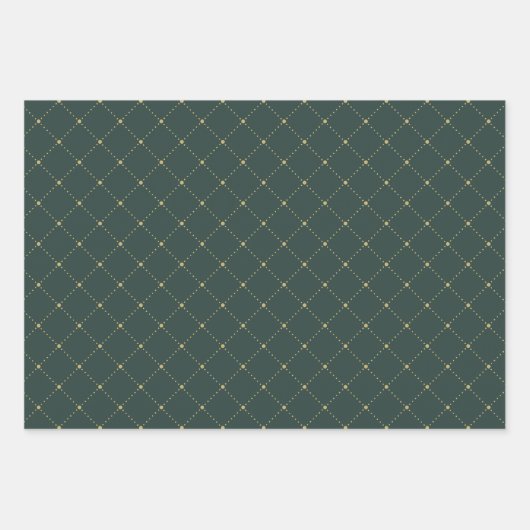 Set aus 3 Flachblättern für Gold und Grünpapier Geschenkpapier Set (Vorderseite)