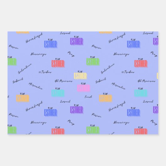 Set aus 3 flachen Blechen Geschenkpapier Set (Vorderseite)