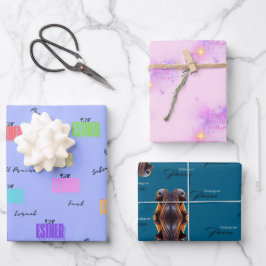 Set aus 3 flachen Blechen Geschenkpapier Set