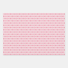 Set aus 3 - Moderne hellrosa und rote Herzen Geschenkpapier Set