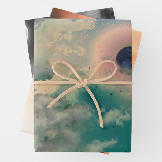 Set aus 3 NIGHT SKIES AND LIGHTING Geschenkpapier Set (Beispiel)