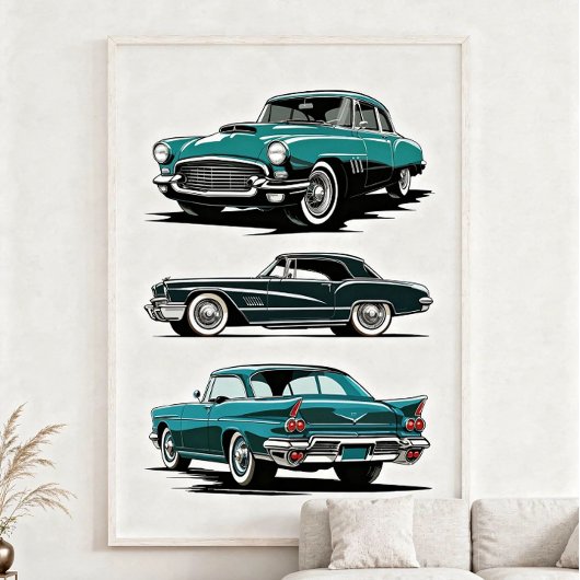 Set aus 3 Oldtimern. Poster