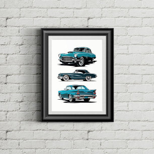 Set aus 3 Oldtimern. Poster