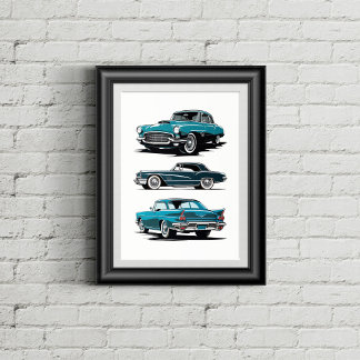 Set aus 3 Oldtimern. Poster