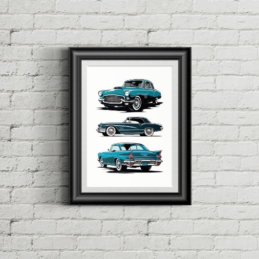 Set aus 3 Oldtimern. Poster
