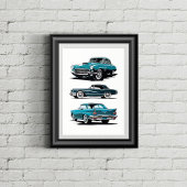 Set aus 3 Oldtimern. Poster