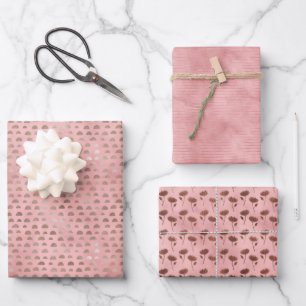 Set aus 3 rosa japanischen Glückspapieren Geschenkpapier Set