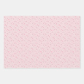 Set aus 3 - Rosa und rote Mini-Sterne und Herzen Geschenkpapier Set (Vorderseite 2)