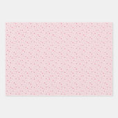 Set aus 3 - Rosa und rote Mini-Sterne und Herzen Geschenkpapier Set (Vorderseite)