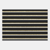 Set aus 3 schwarzen Streifen Geschenkpapier Set (Vorderseite 3)