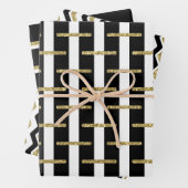Set aus 3 schwarzen Streifen Geschenkpapier Set (Beispiel)