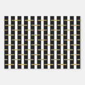 Set aus 3 schwarzen Streifen Geschenkpapier Set (Vorderseite)