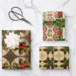 Set aus 3 Stahlwaschpapier Geschenkpapier Set