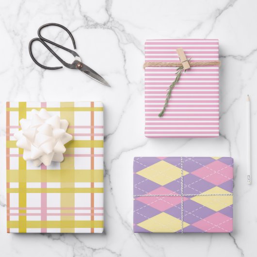 Set aus 3 Überziehpapier Geschenkpapier Set (Vorderseite)