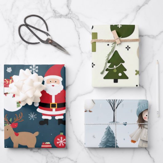 Set aus 3 Überziehpapier Geschenkpapier Set (Vorderseite)