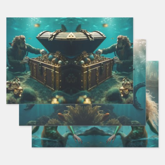 Set aus 3 Überziehpapier Geschenkpapier Set (Set)