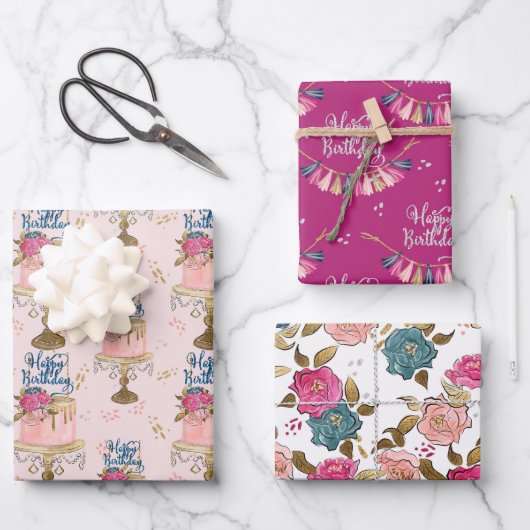 Set aus 3 Überziehpapier Geschenkpapier Set (Vorderseite)