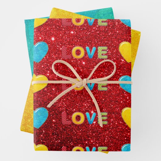 Set aus 3 Überziehpapier Geschenkpapier Set (Beispiel)