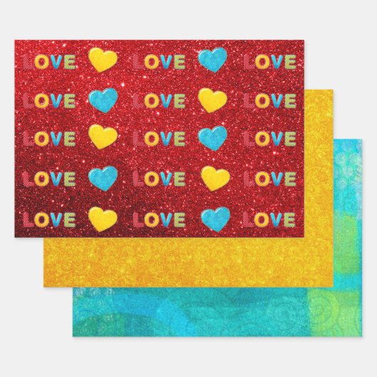 Set aus 3 Überziehpapier Geschenkpapier Set (Set)