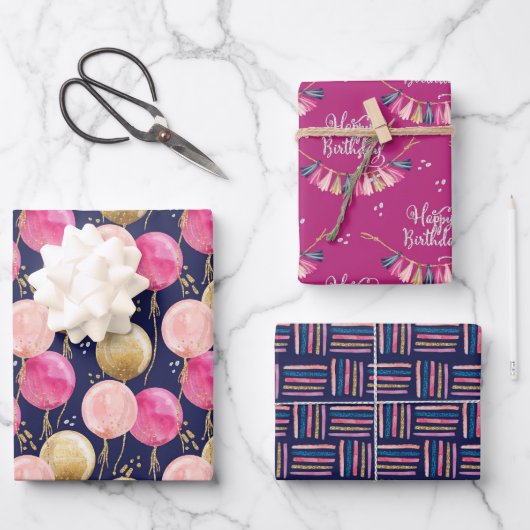 Set aus 3 Überziehpapier Geschenkpapier Set (Vorderseite)