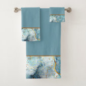 Set aus blauem und goldfarbenem Marmorbad (Insitu)
