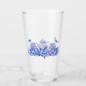 Set aus Blauem und Weißem Tee mit Vögeln Glas (Vorderseite)