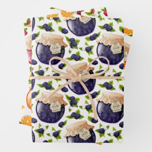 Set aus Frischobst-Marmelade Geschenkpapier Set (Beispiel)