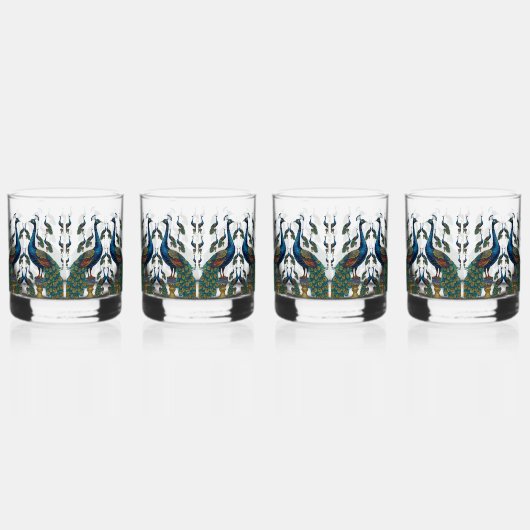 Set aus Glas mit Pfau Elegante (Hinten)
