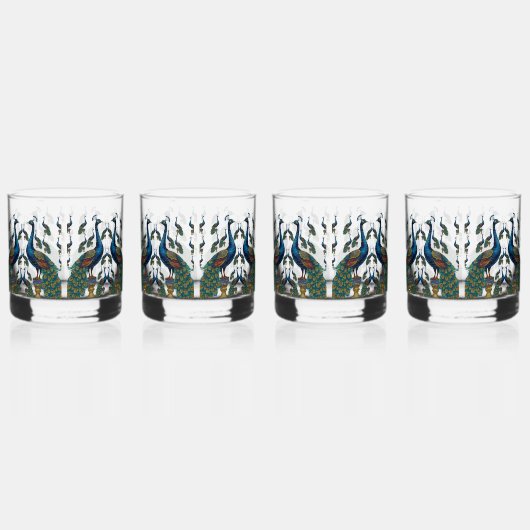 Set aus Glas mit Pfau Elegante (Links)