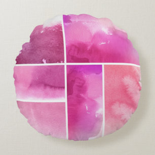 Set aus handgemalten abstrakten Aquarellbildern 3 Rundes Kissen