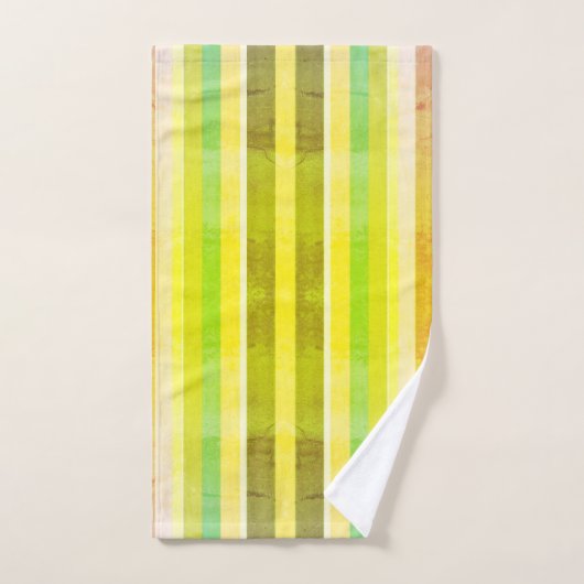 Set aus orangefarbenem und grünem Streifen (Handtuch)