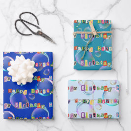 Set aus Papier in 3 Farben, blau und aquamarin