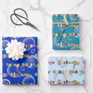 Set aus Papier in 3 Farben, blau und aquamarin