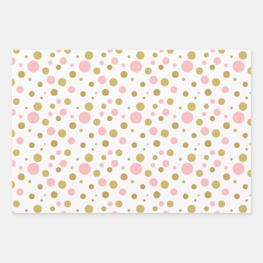 Set aus Papier - Pink-goldene Streifen Polka-Punkt (Vorderseite 2)