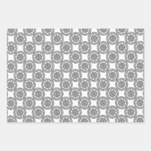 Set aus Papier, schwarz und weiß, keltisch Geschenkpapier Set (Vorderseite 3)