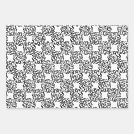 Set aus Papier, schwarz und weiß, keltisch Geschenkpapier Set (Vorderseite 2)