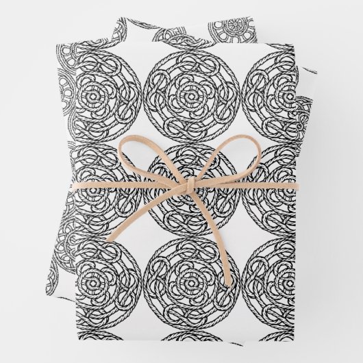 Set aus Papier, schwarz und weiß, keltisch Geschenkpapier Set (Beispiel)