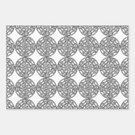 Set aus Papier, schwarz und weiß, keltisch Geschenkpapier Set