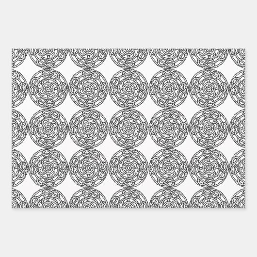 Set aus Papier, schwarz und weiß, keltisch Geschenkpapier Set (Vorderseite)