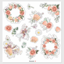 Set aus Rose und Frühlingsblumen. Aufkleber